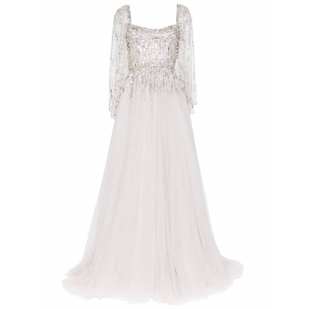NEW JENNY PACKHAM women's bunny blooms crystal tulle gown in ammonite